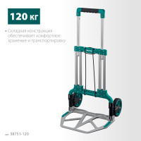 Kraftool atlant, до 120кг, каркас и платформа из алюминия, платформа 48.5х35см, колеса d18см, вес 6.9кг, складная хозяйственная тележка (38751-120)