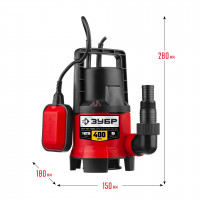 ЗУБР 400 вт, дренажный насос для грязной воды (нпг-м1-400)