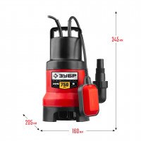 ЗУБР 750 вт, дренажный насос для грязной воды (нпг-м1-750)
