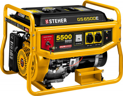 Steher 5500 вт, бензиновый генератор с электростартером (gs-6500e)