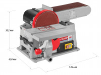 ЗУБР d 150 мм, 100 х 914 мм лента, 500 вт, тарельчато - ленточный шлифовальный станок (зшс-500)