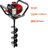 ЗУБР d 60 - 200 мм, 52 см3, 1 оператор, шнек в комплекте, мотобур (бензобур) (мб1-200 н)
