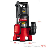 ЗУБР 1400 вт, дренажный насос для грязной воды, корпус - нерж. сталь (нпг-м3-1400-с)