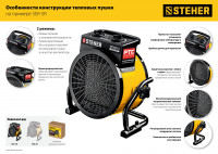 Steher 3 квт, электрическая тепловая пушка (sek-5r)