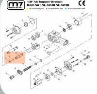 Mighty seven ремкомплект для гайковерта nc-4230, ось удлиненная