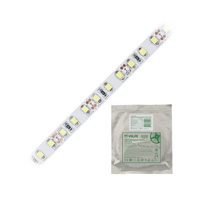 Лента светодиодная smd2835 12в, 120led/м, 9,6вт/м, 700лм/м, 6500к, 5м, ip20