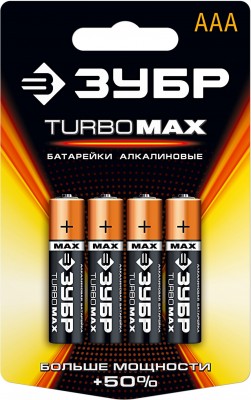 Щелочная батарейка 1.5 в, тип ааа, 4 шт, ЗУБР turbo-max