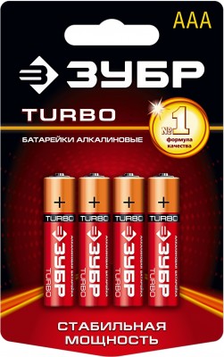 Щелочная батарейка 1.5 в, тип ааа, 4 шт, ЗУБР turbo