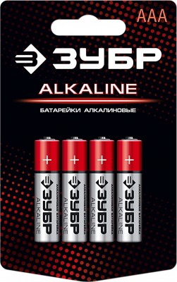 Щелочная батарейка 1.5 в, тип ааа, 4 шт, ЗУБР alkaline