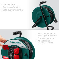 Kraftool p-315, пвс, 3 x 1.5 мм2, 30 м, 3500 вт, ip44, силовой удлинитель на катушке (55084-30)