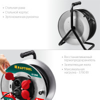 Kraftool k-315, кг, 3 x 1.5 мм2, 30 м, 3700 вт, ip44, силовой удлинитель на стальной катушке (55085-30)