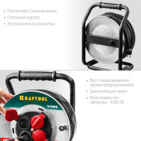 Kraftool k-325, кг, 3 х 2.5 мм2, 50 м, 4000 вт, ip44, силовой удлинитель на стальной катушке (55086-50)