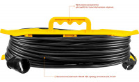 Stayer mf-207, пвс, 2 x 0.75 мм2, 50 м, 2200 вт, силовой удлинитель-шнур на рамке (55018-50)