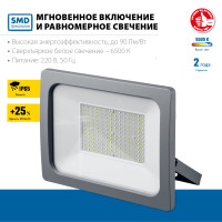 ЗУБР псв-150, 150 вт, 6500k, ip 65, светодиодный прожектор, профессионал (57140-150)