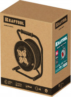 Kraftool кг 3х2.5 50м 4000вт ip44, heavy dutyсиловой удлинитель на стальной катушке (55086-50)
