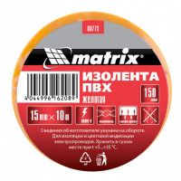 Изолента ПВХ, 15 мм х 10 м, желтая, 150мкм// matrix