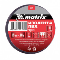 Изолента ПВХ, 15 мм х 10 м, черная, 150мкм// matrix