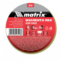 Изолента ПВХ, 19 мм х 20 м, желто-зеленая, 150мкм// matrix