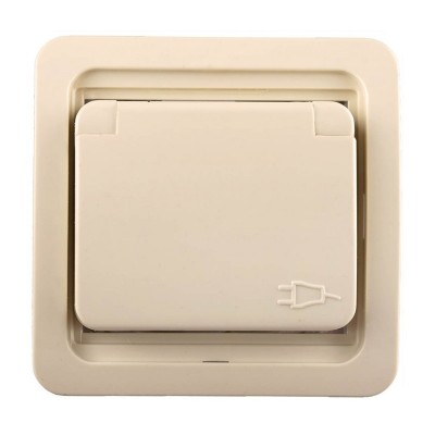 Макел мимоза розетка с/у, 1 гнездо, c/з, и кр. 16а, 230в, ip20, негорюч.пластик, крем. 25029