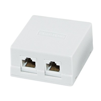 Тдм розетка компьютерная rj-45 о/у, 2 гнезда, кат.5е, внешняя, ip20, белая. sq1809-0004