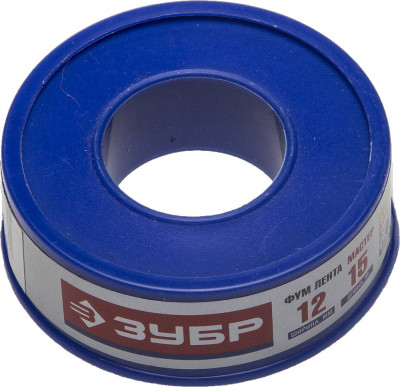 ЗУБР 0.1 мм х 12 мм х 15 м, 0.25 г/см3, фум лента (12373-12-025)