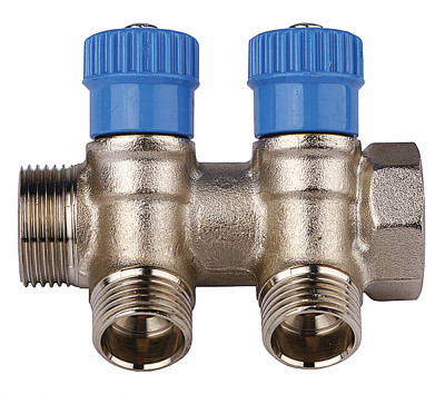 Коллектор general fittings для холодной воды, вентили, никелированная латунь, вход 3/4