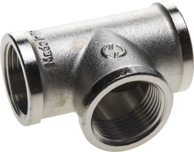 Тройник general fittings никелированная латунь, г/г/г, 1/2