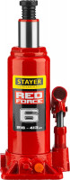 Stayer red force, в кейсе, 6 т, 216 - 413 мм, бутылочный гидравлический домкрат, professional (43160-6-k)