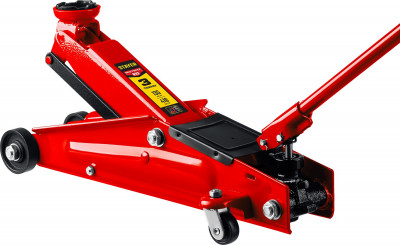 Stayer red force, 3 т, 135 - 410 мм, подкатной домкрат с увеличенным подъемом и поворотной ручкой, professional (43151-3)