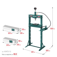 Kraftool pmp-12, 12 т, гидравлический пресс с гидронасосом и манометром (43472-12)