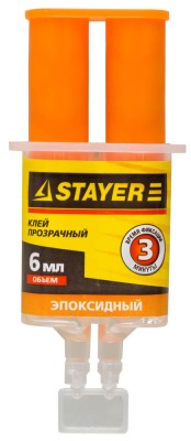 Клей stayer эпоксидный, в двойном шприце, на блистере, 6мл