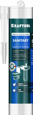 Kraftool sanitary, 300 мл, белый, санитарный силиконовый герметик (41255-0)