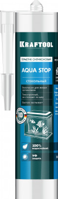 Kraftool aqua stop, 300 мл, прозрачный, стекольный силиконовый герметик (41256-2)