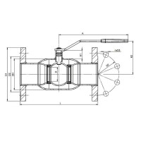 Кран шаровой стальной dzt tmax=150гр. ду150 ру16 фл. 4110316150 broen