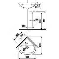 Умывальник угловой deep(olymp) 1/отв 8.1661.4.000.104.1 jika