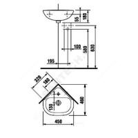 Умывальник угловой deep(olymp) 45см 1/отв б/к 8.1661.2.000.104.1 jika