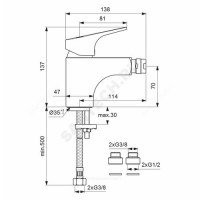 Смеситель/Биде next одноруч лит/изл l=114 ba369aa vidima