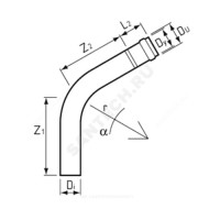 Отвод нпвх нап сер растр дн160х90гр ру10 l=1.0м гост р 51613-2000