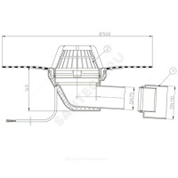 Воронка pp кровельная hl64.1h с горизонтальным выпуском дн 75/110 с листвоуловителем, электрообогревом, теплоизоляцией, гидроизоляционным полимербитумным полотном 500мм hl hl64.1h