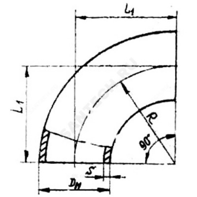 Отвод сталь бесшовный крутоизогнутый 90гр дн 76х4,0 (ду 65) под приварку гост 17375-2001