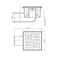 Трап нерегулируемый с гидрозатвором дн 50 мм с нержавеющей решёткой 100х100мм горизонтальный выпуск ани пласт ta5102