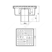 Трап нерегулируемый с гидрозатвором дн 50 мм с нержавеющей решёткой 150х150мм вертикальный выпуск ани пласт ta5212
