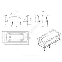 Ванна акриловая line 1700х700 без ножек roca z.ru93.0.292.4