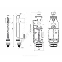 Арматура для бачка сливная/наливная эконом нижнее подключение кнопка металл 2/реж wc3550м ани пласт