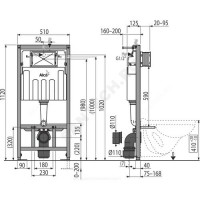 Инсталляция для подвесного унитаза с кнопкой смыва alca plast set3v1 am101/1120+m71