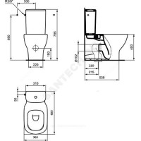 Унитаз без бачка tesi белая горизонт/выпуск без сиденья ideal standard t008701