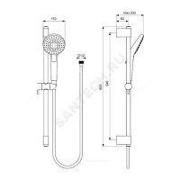 Гарнитур душевой idealrain evo round l3 штанга 600мм+шланг+лейка 3 режима струи ideal standard b2233aa