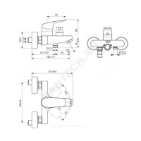 Смеситель для ванны с душем ceraflex одноручный ideal standard b1740aa