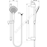 Гарнитур душевой серия idealrain jet diamond xl3 держатель+шланг+лейка 3 режима струи ideal standard b1762aa