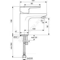 Смеситель для умывальника ceraplan iii slim одноручный наружная резьба м24х1 ideal standard bc567aa